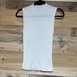 Banana Republic size XS White Ribbed Soft and Stretchy Mock Neck Sleeveless Top